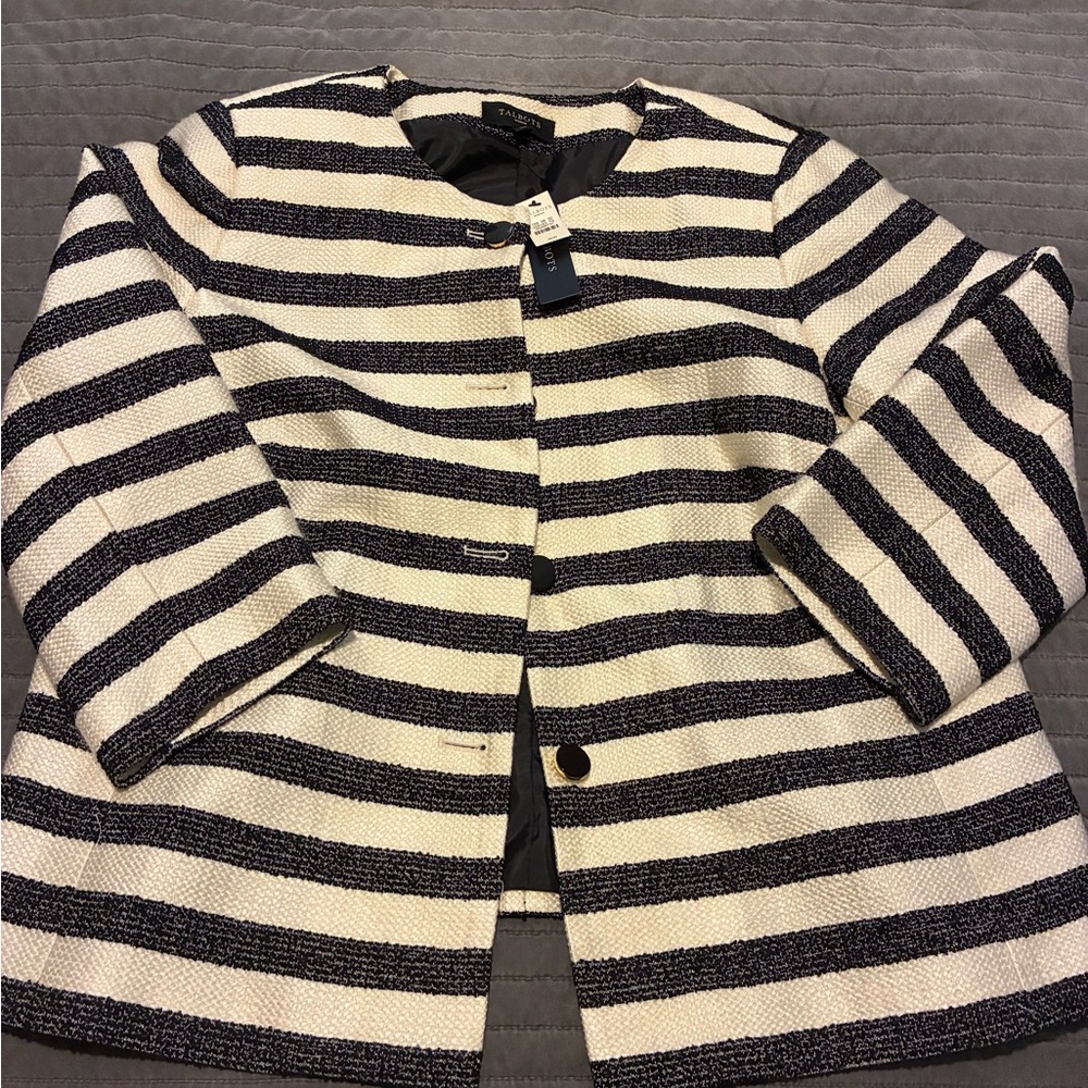 Talbots Classic Blue and Cream Striped Jacket